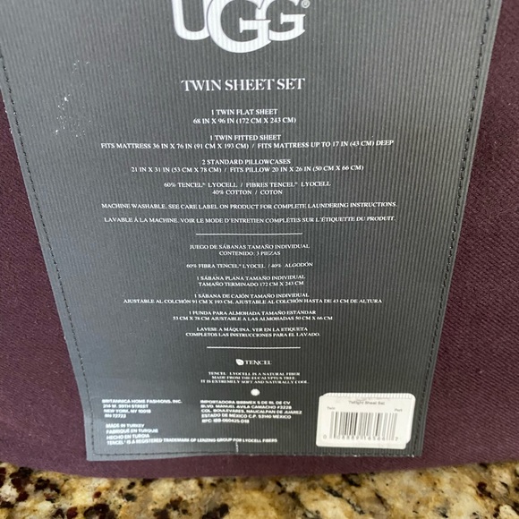 SALE!! UGG® Tencel Twilight Flannel Twin Port Wine - Picture 4 of 5